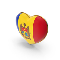 Moldova Country Flag In Heart Golden Frame PNG & PSD Images