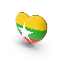 Myanmar Country Flag In Heart Golden Frame PNG & PSD Images
