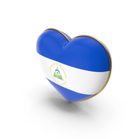 Nicaragua Country Flag In Heart Golden Frame PNG & PSD Images