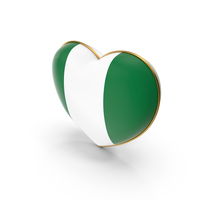 Nigeria Country Flag In Heart Golden Frame PNG & PSD Images