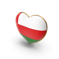 Oman Country Flag In Heart Golden Frame PNG & PSD Images
