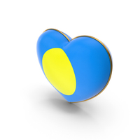 Palau Country Flag In Heart Golden Frame PNG & PSD Images