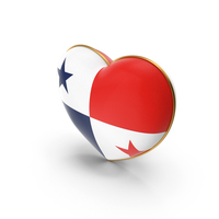Panama Country Flag In Heart Golden Frame PNG & PSD Images