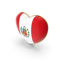 Peru Country Flag In Heart Golden Frame PNG & PSD Images