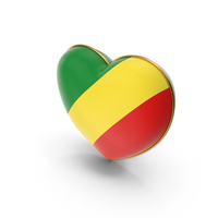 Republic of the Congo Country Flag In Heart Golden Frame PNG & PSD Images