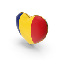 Romania Country Flag In Heart Golden Frame PNG & PSD Images