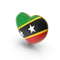 Saint Kitts and Nevis Country Flag In Heart Golden Frame PNG & PSD Images