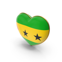 Sao Tome and Principe Country Flag In Heart Golden Frame PNG & PSD Images
