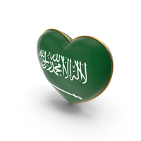 Saudi Arabia Country Flag In Heart Golden Frame PNG & PSD Images