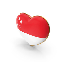 Singapore Country Flag In Heart Golden Frame PNG & PSD Images