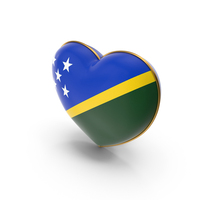 Solomon Country Flag In Heart Golden Frame PNG & PSD Images