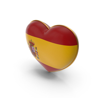 Spain Country Flag In Heart Golden Frame PNG & PSD Images