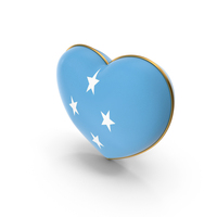 States of Micronesia Country Flag In Heart Golden Frame PNG & PSD Images