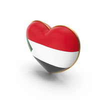 Sudan Country Flag In Heart Golden Frame PNG & PSD Images