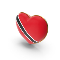 Trinidad And Tobago Country Flag In Heart Golden Frame PNG & PSD Images