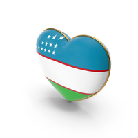 Uzbekistan Country Flag In Heart Golden Frame PNG & PSD Images
