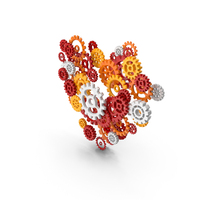 Multi Colored Gears Forming A Heart Shape PNG & PSD Images