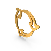 Rotated Curved Arrows Icon Gold PNG & PSD Images