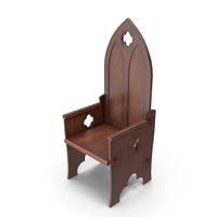 Carved Medieval Gothic Style Arched Back Chair PNG & PSD Images