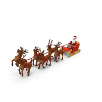 Santa Claus Deer Sleigh Standing PNG & PSD Images