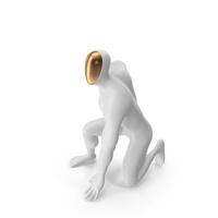 Abstract White Mannequin Sitting In A Superhero Pose PNG & PSD Images