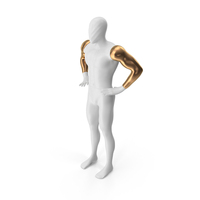 Abstract White Mannequin With Golden Hands PNG & PSD Images