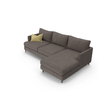Corner Sofa Fabric with Yellow Pillow PNG & PSD Images