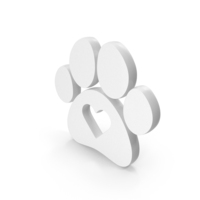Cat Paw Print With Heart Icon White PNG & PSD Images
