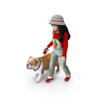 Girl Walks With A Bulldog PNG & PSD Images