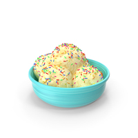 Vanilla Ice Cream In Cyan Bowl PNG & PSD Images