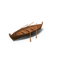 Wooden Boat with Paddles PNG & PSD Images