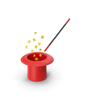Red Magic Hat And Wand PNG & PSD Images
