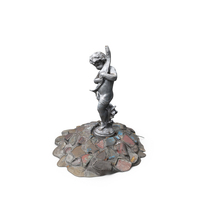Boy Holding A Big Fish Fountain Sculpture PNG & PSD Images
