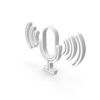 Out Line Microphone With Sound Wave Icon White PNG & PSD Images
