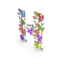 Colorful Butterfly Letter H PNG & PSD Images