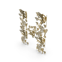 Gold Butterfly Letter H PNG & PSD Images