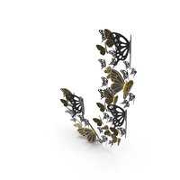 Black Butterfly Letter J PNG & PSD Images