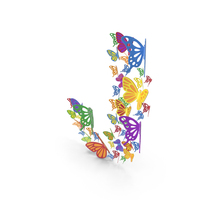 Colorful Butterfly Letter J PNG & PSD Images
