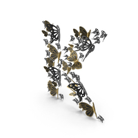 Black Butterfly Letter K PNG & PSD Images