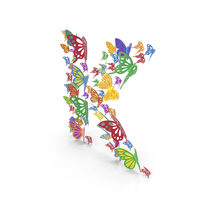 Colorful Butterfly Letter K PNG & PSD Images
