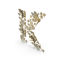 Gold Butterfly Letter K PNG & PSD Images