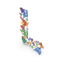 Colorful Butterfly Letter L PNG & PSD Images