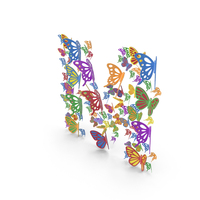 Colorful Butterfly Letter M PNG & PSD Images