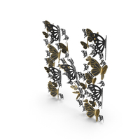 Black Butterfly Letter N PNG & PSD Images