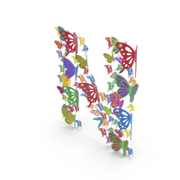 Colorful Butterfly Letter N PNG & PSD Images