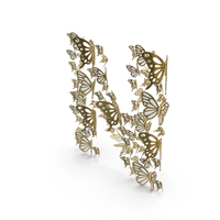 Gold Butterfly Letter N PNG & PSD Images