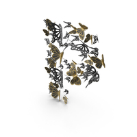 Black Butterfly Letter P PNG & PSD Images