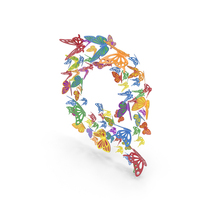 Colorful Butterfly Letter Q PNG & PSD Images