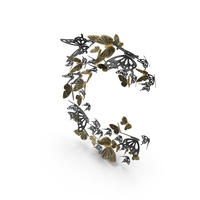 Black Butterfly Letter C PNG & PSD Images
