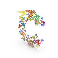 Colorful Butterfly Letter C PNG & PSD Images